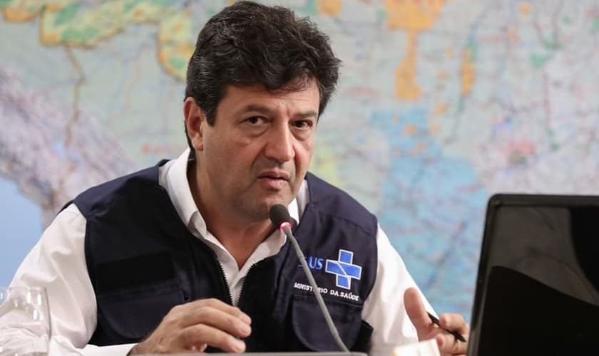 Ministro da Saúde, Luiz Henrique Mandetta, em videoconferência com governadores do Centro-Oeste. (Foto: Marcos Corrêa/PR)