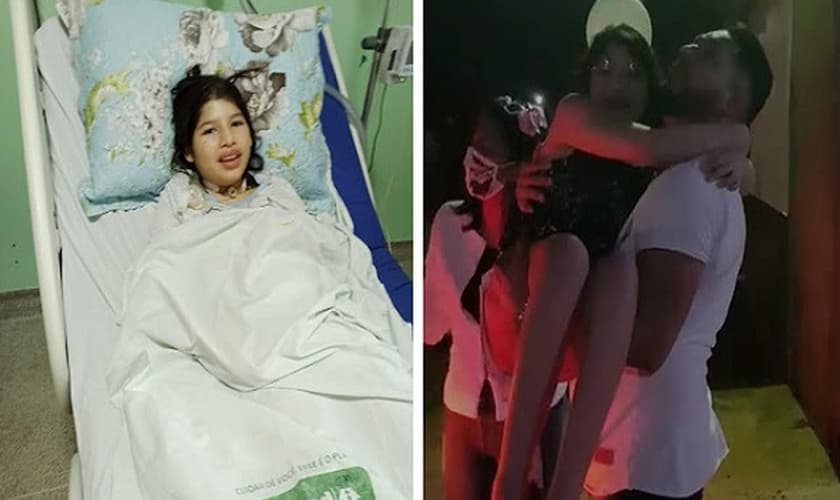 Isabele Keit hospitalizada e no dia de sua alta. (Foto: Reprodução / Mídia Rondoniense)
