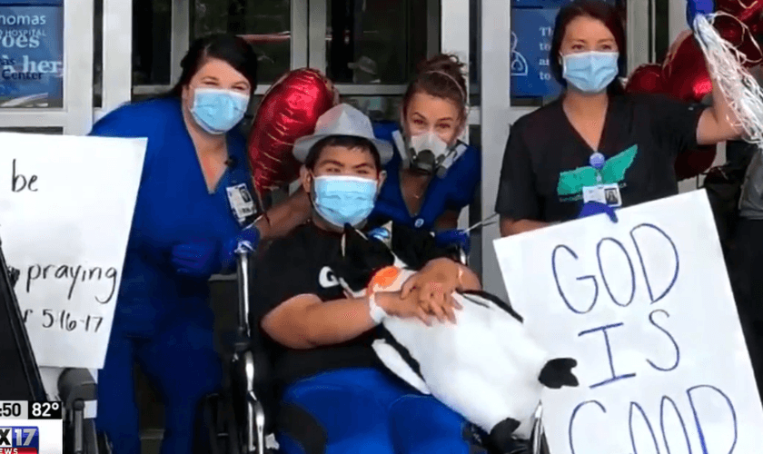 Vicent recebe alta após 23 dias internado com Covid-19. (Foto: Reprodução / FOX 17 News)