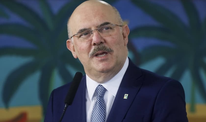O ministro da Educação, Milton Ribeiro, discursou no Palácio do Planalto. (Foto: Isaac Nóbrega/PR)