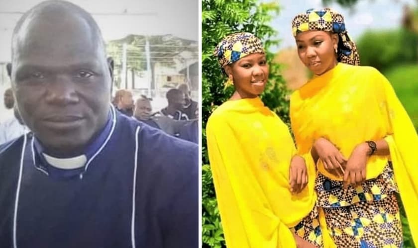 Rev. Alubara Audu, pastor da ECWA, morto por muçulmanos; as irmãs Hassana e Hussaina Garba, sequestradas no estado de Katsina, Nigéria. (Foto: Reprodução / Facebook)