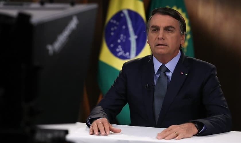 Presidente da República Jair Bolsonaro, durante gravação de discurso para a 75ª Assembleia Geral da ONU. (Foto: Marcos Corrêa/PR)