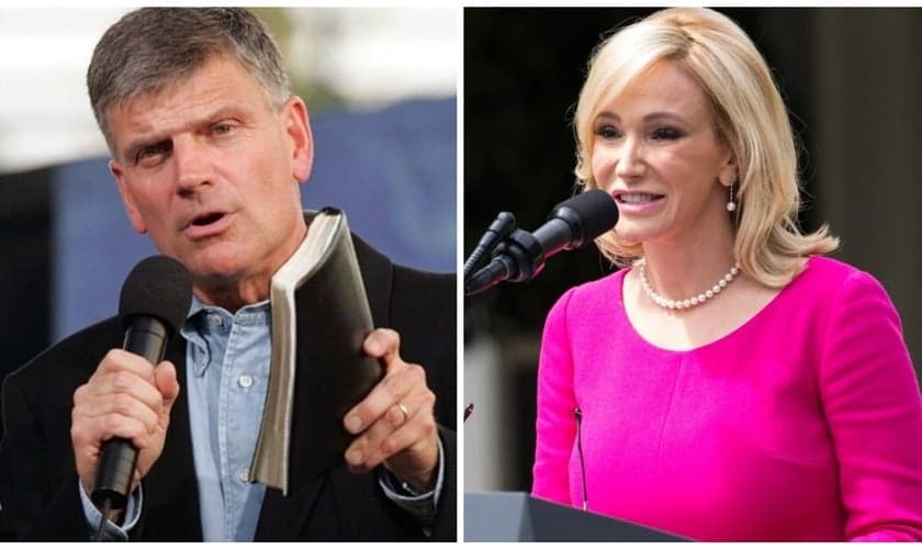 Franklin Graham e Paula White estão na primeira lista anual de 50 pessoas que defenderam e defenderam Israel. (Foto: Reprodução / Christian Messenger / The Times)