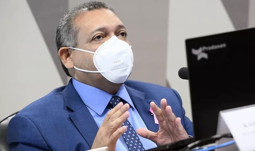 Kassio Marques durante sabatina no Senado, nesta quarta-feira (21). (Foto: Marcos Oliveira/Agência Senado)