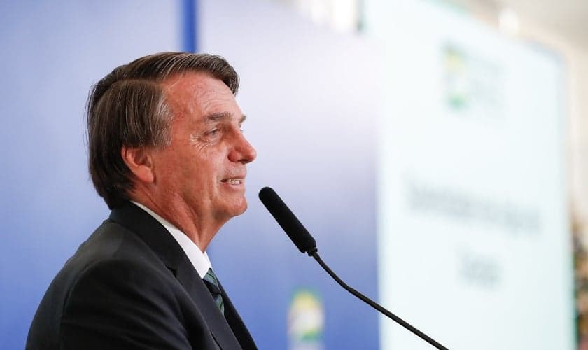 Presidente Jair Bolsonaro durante discurso no culto de Ação de Graças. (Foto: Alan Santos/PR)
