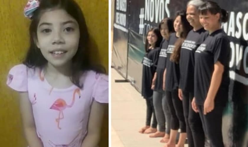 Duda, de 9 anos, foi batizada junto com a avó, as tias e a prima. (Foto: INCC)