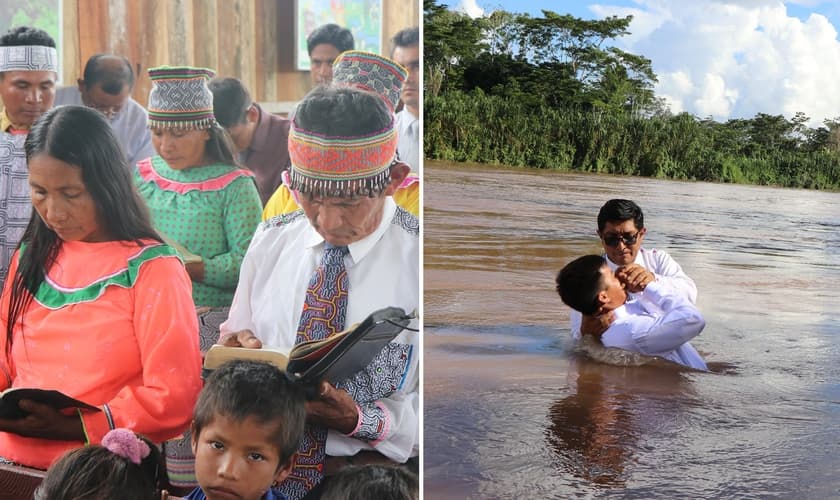 Missionários peruanos levaram o Evangelho à aldeia na região amazônica do país. (Foto: Facebook/MMM Contamana)