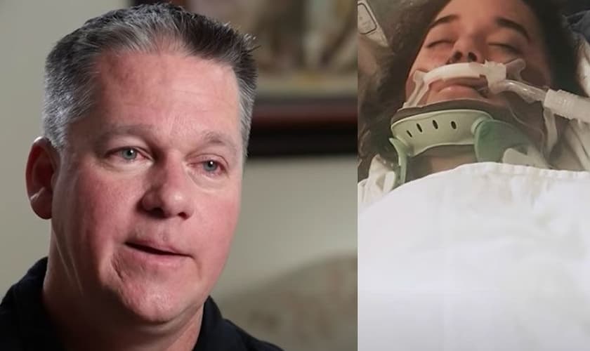 John orou a Deus pela vida da filha Caitlin e testemunhou o milagre. (Foto: Reproduação / GOD TV)