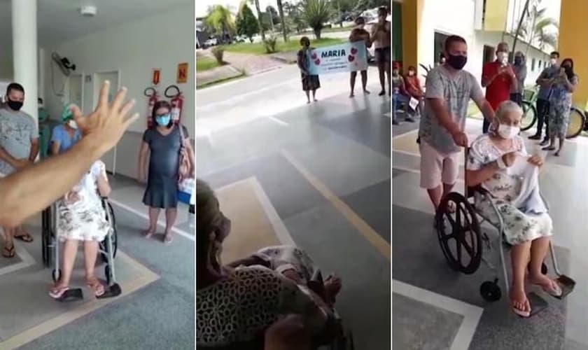 Idosa de 73 anos recebe alta de hospital no AC após 11 dias internada com Covid-19. (Foto: Montagem do Guiame/Arquivo pessoal)
