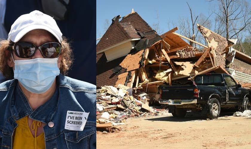 Mary Rose DeArman teve a casa completamente destruída em Eagle Point, no condado de Shelby, nos EUA. (Foto: Joe Songer/AL.com)