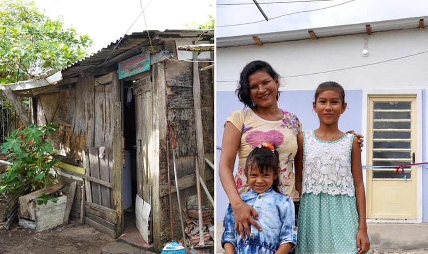 Katiane e as filhas, Kaiany e Layza, foram beneficiadas com uma casa. (Foto: Alex Simões)