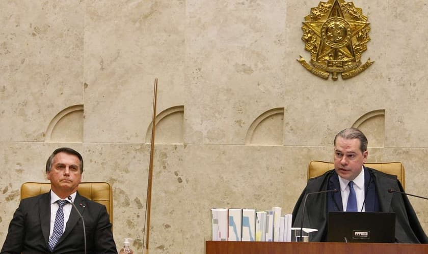 Jair Bolsonaro ao lado do ministro Dias Toffoli, ex-presidente do STF. (Foto: Nelson Jr./SCO/STF)