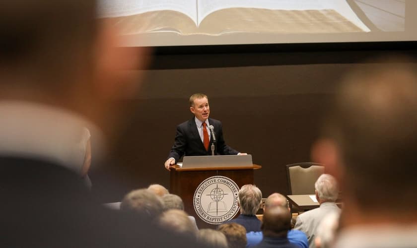 Reunião do comitê executivo na Convenção Batista do Sul no Alabama. (Foto: Jon Shapley/Associated Press)