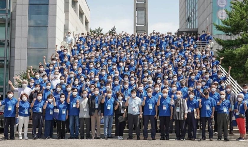 Participantes da convocação da Korean World Missionary Fellowship, na Handong Global University em julho de 2021. (Foto: HGU)