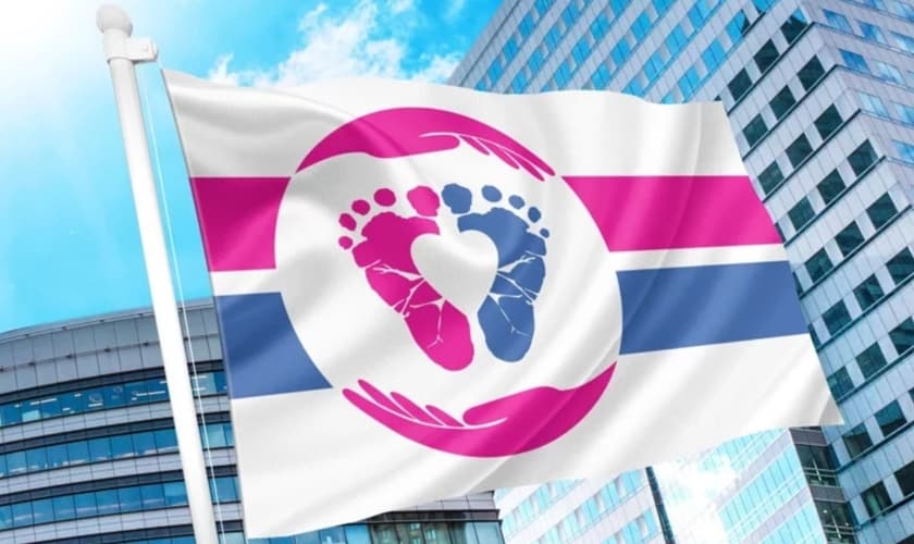Bandeira usada como símbolo internacional do movimento pró-vida. (Foto: Pro-Life Flag Project)