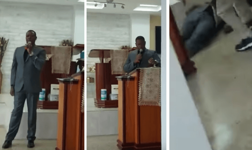 Culto estava sendo filmado, quando pastor caiu morto. (Foto: Reprodução / YouTube)