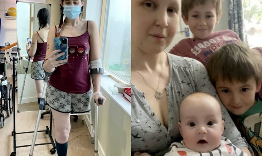 Kathleen Osborne, de 28 anos, precisou escolher entre abortar sua filha para fazer quimioterapia ou amputar sua perna. (Foto: Kathleen Osborne).
