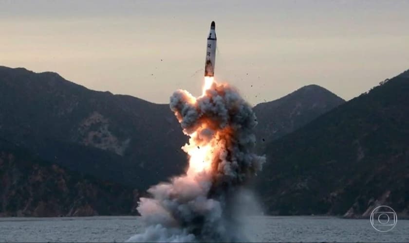 Lançamento de míssil. (Foto: Captura de tela/G1)