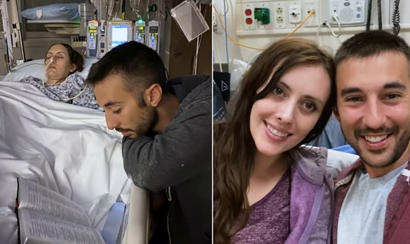 Kaitlin Richardson, de 28 anos, sofreu um AVC após cirurgia. (Foto: YouTube/The 700 Club).