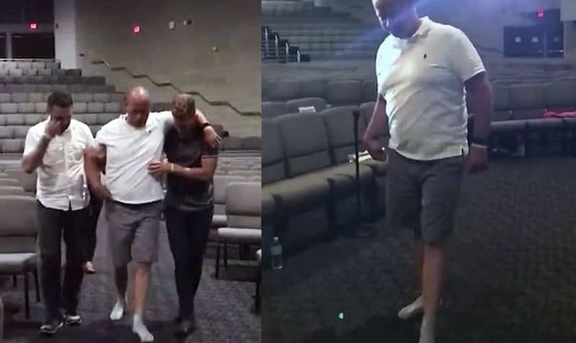 Bryan recebeu oração durante uma conferência de sua igreja. (Foto: Reprodução / YouTube Club 700)