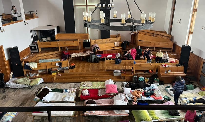 Igreja onde os refugiados estão sendo socorridos, na Polônia. (Foto: Arquivo pessoal/Luiz Sayão)
