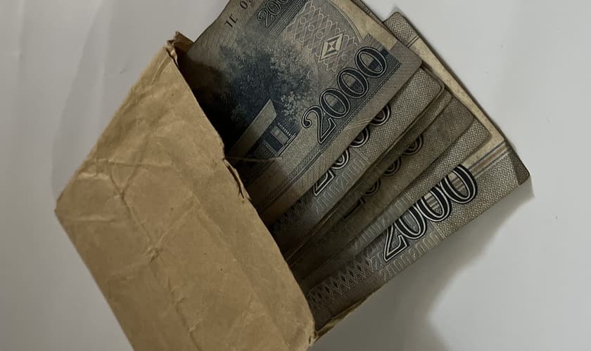 Sa-Myung enviou um envelope com won norte-coreano para a Missão Portas Abertas. (Foto: Open Doors USA).