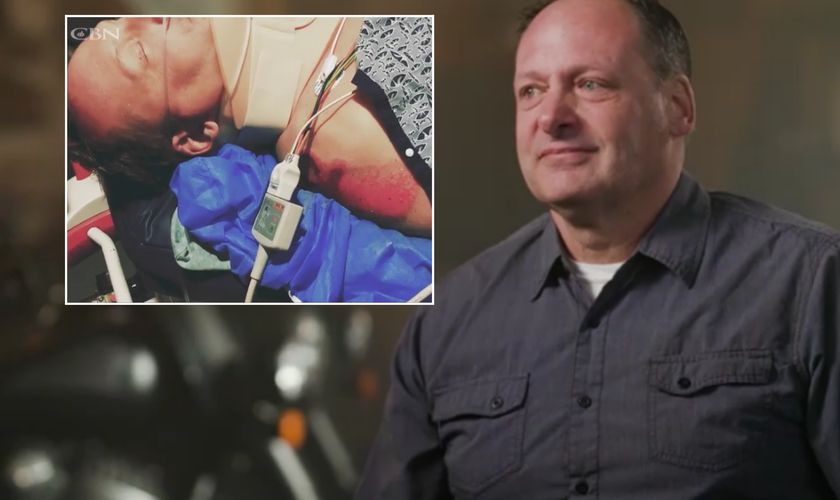 Rob Hull testemunha o milagre que viveu ao sobreviver a acidente de moto. (Captura de tela CBN News)
