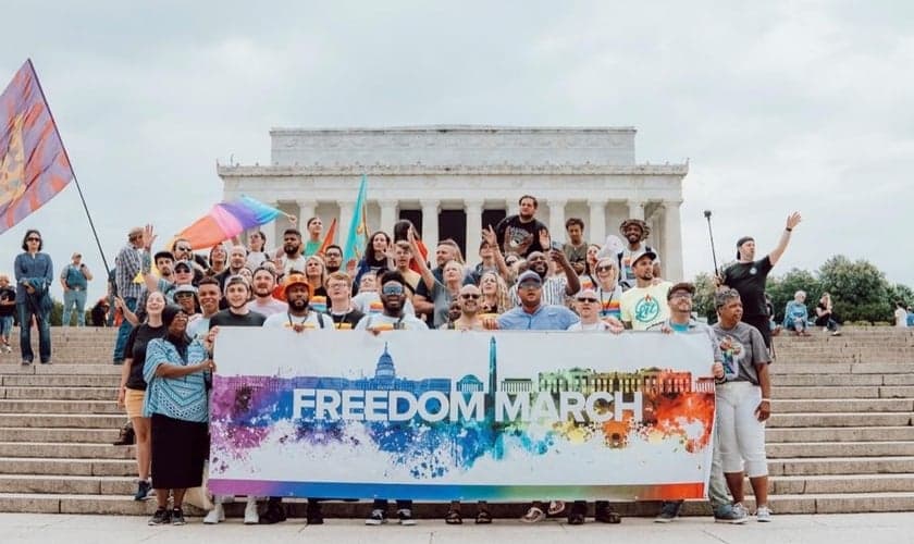 Na Marcha da Liberdade, cristãos libertos pregaram esperança à comunidade LGBT. (Foto: Anthony Nunez/Freedom March).