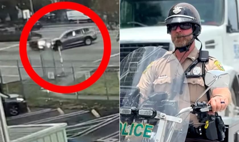 Matt Larsh foi atingido por uma caminhonete e lançado a seis metros. (Foto: YouTube/WPLG Local 10).