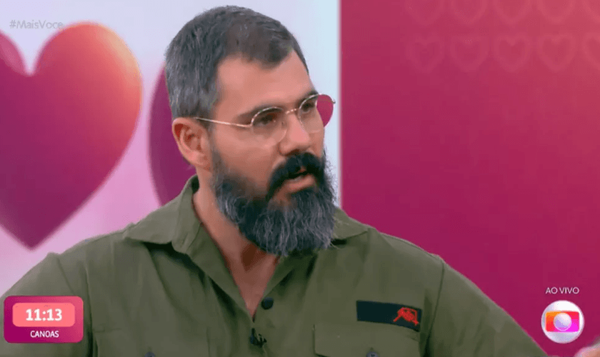 Juliano Cazarré em participação no 'Mais Você'. (Foto: TV Globo/Captura de Tela)