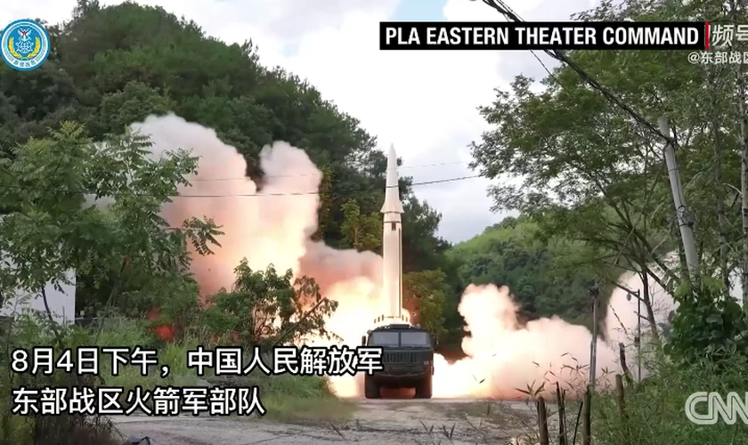 Exercícios militares foram realizados pela China próximo a Taiwan. (Foto: Captura de Tela/CNN)