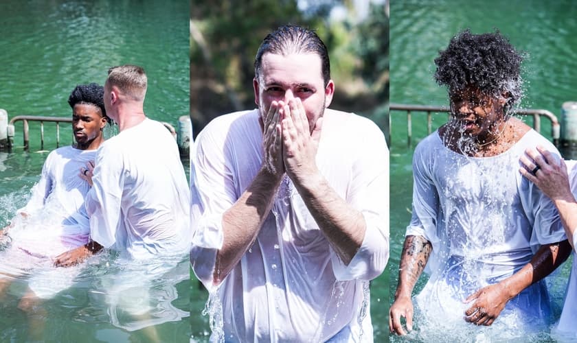 Jogadores de basquete foram batizados no Jordão. (Foto: Auburn Basketball/Twitter)