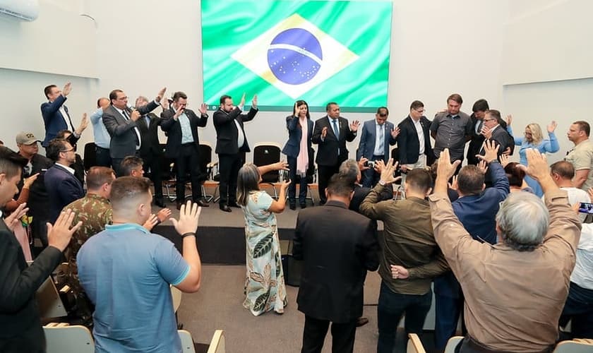 Reunião com Líderes Evangélicos, em Rio Branco (AC), em 18/03/2022. (Foto: Isac Nóbrega/PR)