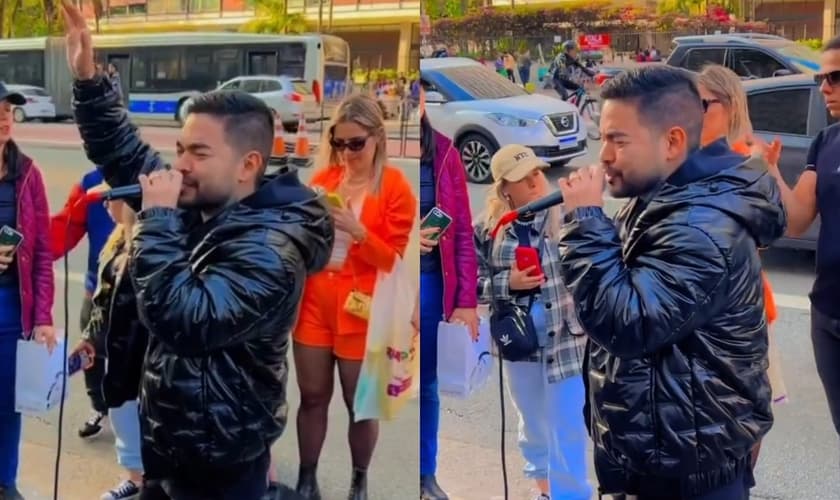 Yudi louvou e pregou sobre o amor de Deus na Avenida Paulista. (Foto: Instagram/Yudi Tamashiro).