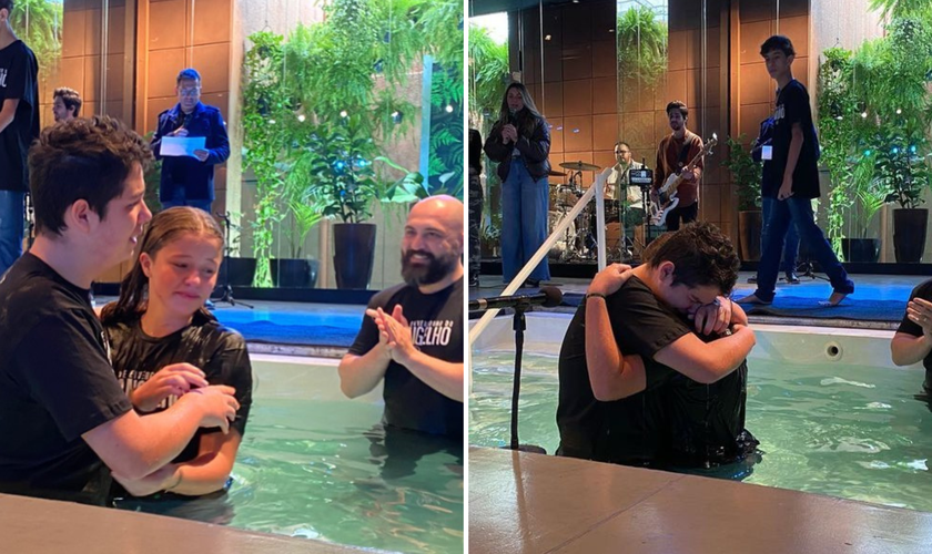 Giovana Gottino foi batizada com ajuda do irmão, Rafael. (Foto: Instagram/RGottino)