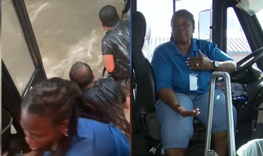 Simone Edmond e sua colega amarraram os cintos do ônibus para resgatar as crianças. (Foto: Reprodução/Fox4 News).