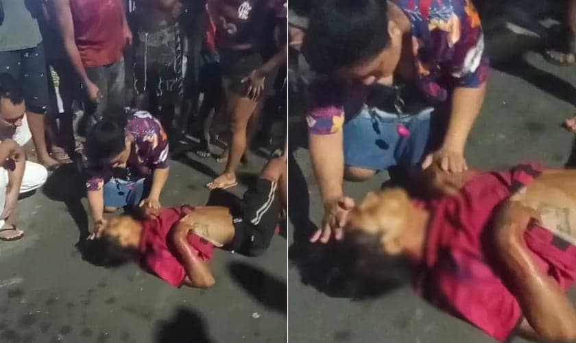 Mulher se aproximou para fazer uma oração. (Foto: Captura de tela/Portal CM7)