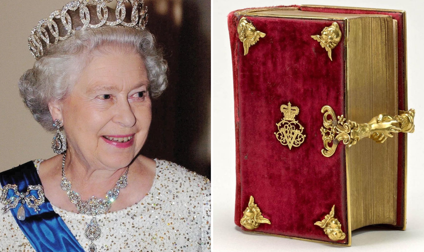Rainha Elizabeth II e o Livro de orações da Rainha Victoria. (Foto: Instagram/Royal Collection Trust)