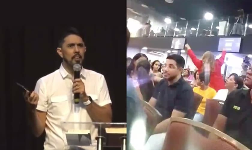 Uma petista perturbou o culto da Igreja Verbo da Vida, no domingo (2), em Petrolina (PE). (Foto: Reprodução/Instagram/Edilson de Lira).