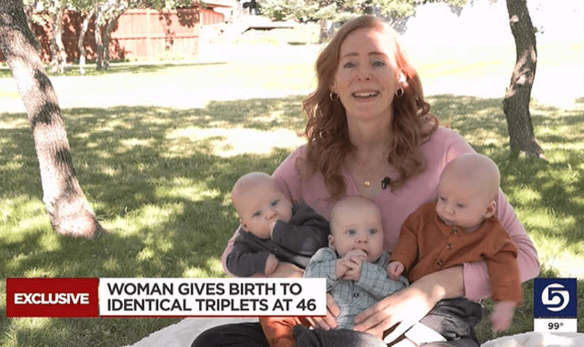 Audrey Tiberius realizou o sonho de ter uma grande família ao ter trigêmeos. (Foto: Reprodução/KSL).