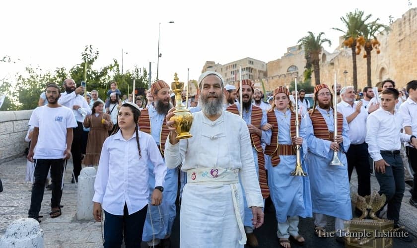 Festa de Sucot entre os judeus, em Jerusalém. (Foto: Instituto do Templo)