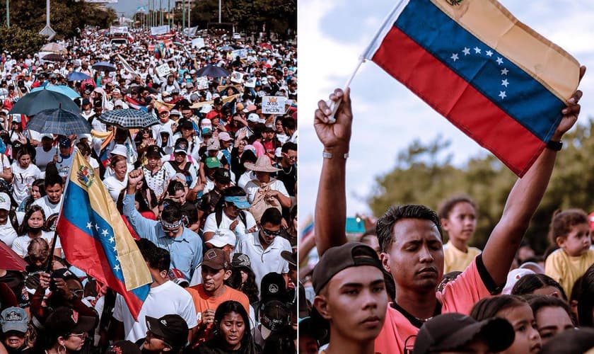 Milhares de venezuelanos na Marcha para Jesus. (Foto: Cominela/Facebook)