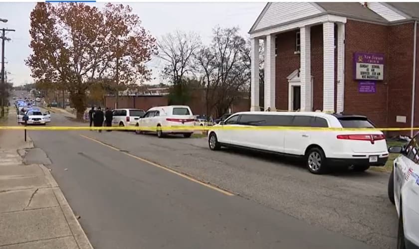 Um tiroteio ocorreu do lado de fora da Igreja News Season, enquanto realizava um funeral. (Captura de tela/WZTV)