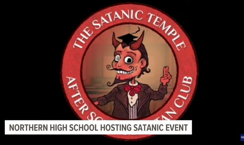 Logo do Clube Satânico Pós-Escola. (Foto: Captura de tela/YouTube Fox 43 News)