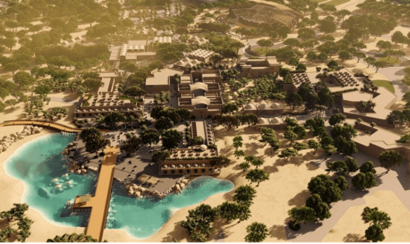 Projeto artístico da Aldeia de Peregrinação proposta da Zona de Desenvolvimento do Batismo da área de "Betânia além do Jordão" na Jordânia. (Imagem: MK Associates em colaboração com a Mostaqbal Engineering and Environmental Consultants and Design Workshop