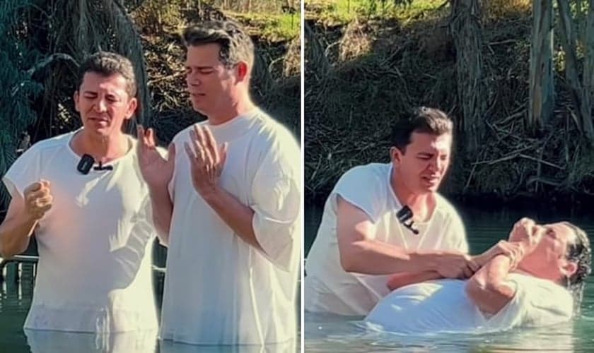 O apresentador foi batizado em Israel. (Foto: Instagram/Celso Portiolli)
