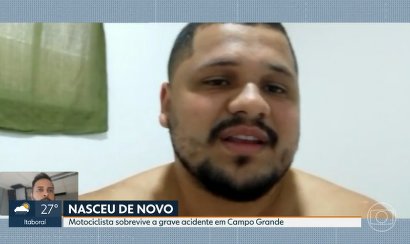 Leonardo Henrique Ferreira foi atingido por uma caminhonete e jogado para cima. (Foto: Reprodução/RJTV/G1).