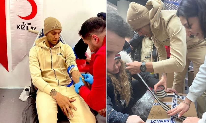 Souza ajudando sobreviventes após terremoto na Turquia. (Foto: Arquivo pessoal do jogador)
