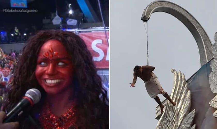 Imagens do Carnaval 2023. (Fotos: Captura de tela/TV Globo/Marina Pinhoni/G1)