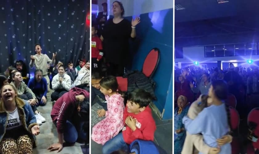 Cenas do avivamento na igreja dos ciganos, na Bulgária. (Foto: Capturas de tela/Vídeo God TV)